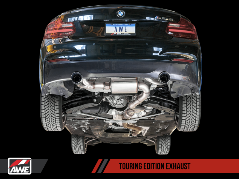 AWE Tuning BMW F22 M235i / M240i Touring Edition Axle-Back Exhaust - Diamond Black Tips (90mm)